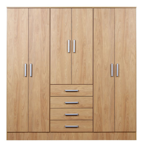 Placard-Dormitorio-6ptas-4caj-Melamina-Linea-Imperio-Hickory-Natural