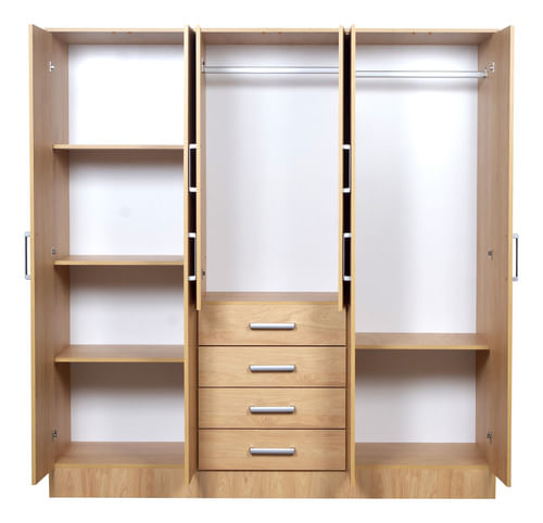 Placard-Dormitorio-6ptas-4caj-Melamina-Linea-Imperio-Hickory-Natural