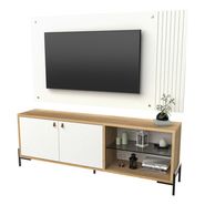 Rack + Panel Lcd 65 2ptas Modular Incluye Soporte Para Tv Color Roble Natural/blanco