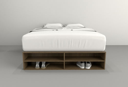 Box-De-Cama-Con-Cajonera---Zapatero-Organizador-Base-Somier-Nogal-con-negro