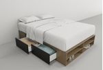 Box-De-Cama-Con-Cajonera---Zapatero-Organizador-Base-Somier-Nogal-con-negro