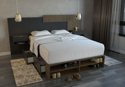 Box-De-Cama-Con-Cajonera---Zapatero-Organizador-Base-Somier-Nogal-con-negro