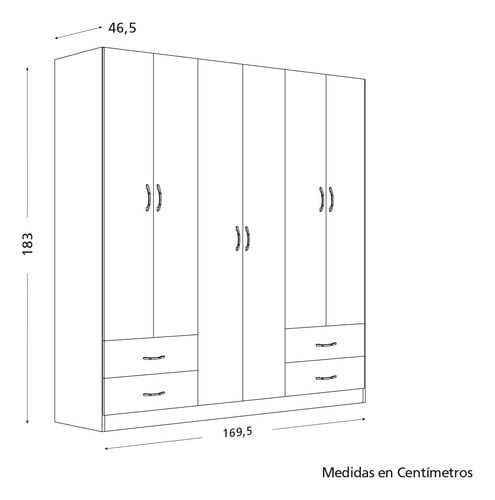 Placard-Ropero-Armario-Guardado-169cm-Tana-Eco-6-Ptas-Abrir-Moccha