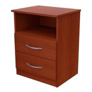 Mesa De Luz Express 2 Cajones 1 Estante Mesita Dormitorio Mosconi Color Caoba