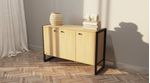 Comoda-Estilo-Industrial---Vajillero-Bahiut-Bar-Mesa-Led-Tv--Roble-Termo-Negro