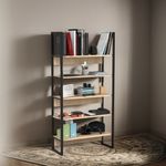 Biblioteca-Estanteria-Estilo-Industrial-Melamina---Hierro----Roble-Natural-con-Hierro-Negro