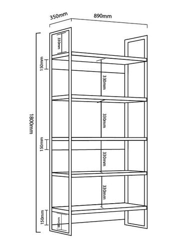 Biblioteca-Estanteria-Estilo-Industrial-Melamina---Hierro----Roble-Natural-con-Hierro-Negro