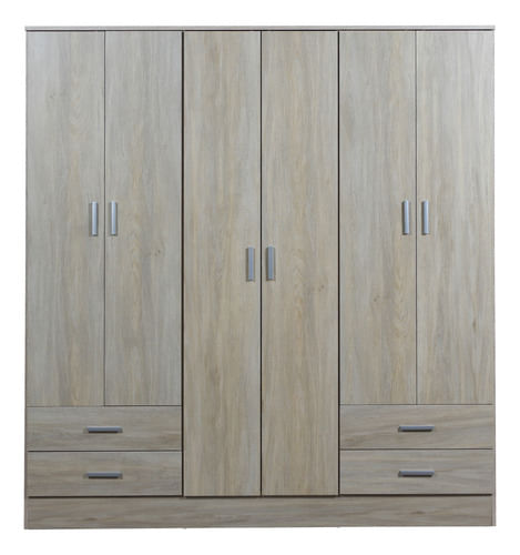 Placard-Tana-Plus-6ptas-4caj-Melamina-Dormitorio----Color-Fresno-Blanco