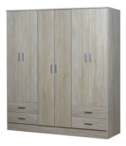Placard-Tana-Plus-6ptas-4caj-Melamina-Dormitorio----Color-Fresno-Blanco