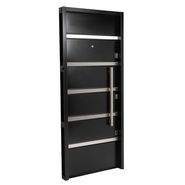 Puerta NEGRA 7410 IZQUIERDA Ciega 3 Cerraduras barral REDONDO 75 cm - Puerta De Seguridad Exterior M