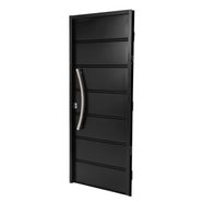 Puerta NEGRA 6510 DERECHA Ciega Chapa Simple barral CURVO 75 cm