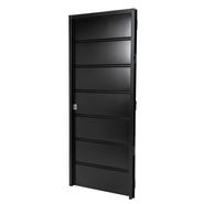 Puerta NEGRA 6010 DERECHA Ciega Chapa Simple 80X200