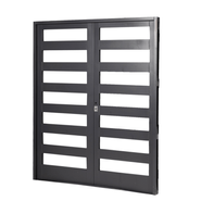 Puerta Doble GRIS Hoja Vidriada 160 x 200 DERECHA