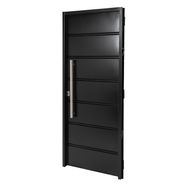 Puerta NEGRA 6410 DERECHA Ciega Chapa Simple barral REDONDO 75 cm