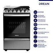 COCINA DREAN CD5617AI0 LU/ENC/CAP/2 QUEM. GRAND + 1 MED + DOBLE RING/ PARRIL. FUNDC./ AIR FRYER INOX