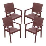 Silla De Plastico Reforzadas Con Apoyabrazos Rattan X 4 Un