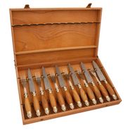 Juego de cubiertos Linea Fina PAMPEANA en Madera con Alpaca - 12 Piezas con caja de Cedro Lustrado