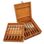 Juego de Cubiertos Linea Fina PAMPEANA de Madera con inserto de Alpaca - 12 Piezas en caja de 2 piso