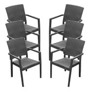 Silla De Plastico Reforzadas Con Apoyabrazos Rattan X 6 Un