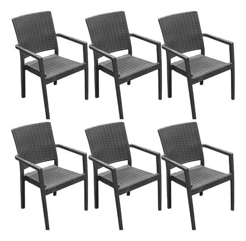 Silla-De-Plastico-Reforzadas-Con-Apoyabrazos-Rattan-X-6-Un-NegroLisa