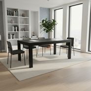 Mesa De Comedor, Negra En Mdf Reforzada, Fija, 160x80 Negro Negro
