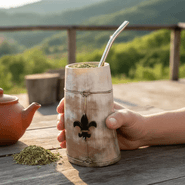 Mate Artesanal De Asta Con Dije Y Detalles en Alambre de Alpaca