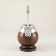 Mate De Madera Y Bombilla De Alpaca Con Dije