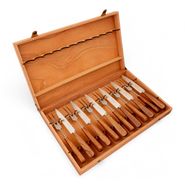 Juego de Cubiertos SCHMIEDEN en Caja de Cedro Lustrado – Acero Inoxidable 12 piezas - Modelo Postal Porteña