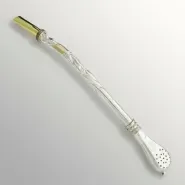 Bombilla De Alpaca Curva Con Pico Bañado En Oro 18k