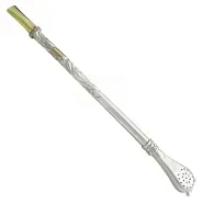 Bombilla Recta de Alpaca Artesanal con boquilla bañada en 18k – Filtro Paleta Premium