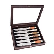 Juego de 6 Cuchillos Tandileros Schmieden – Caja de Madera con Tapa de Vidrio