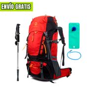 Mochila técnica montañismo FITZ ROY I 65 + 5 lts. + baston trekking + bolsa hidratante