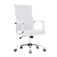 Silla de Escritorio Oficina JD 329H Cuero Sintetico Color Blanco Cromada