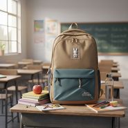 Mochila Escolar Anna Steven - Modelo Escolar Beige Liso