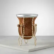 Mate Calabaza Forrado En Carpincho Oscuro C/posa Mate Tejido (MAT004)