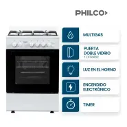 COCINA PHILCO MULTIGAS PHCM56BM 56CM 4H BLANCA